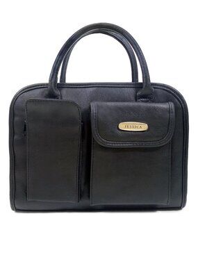 JESSICA Genuine Leather Satchel Handbag Purse Multi-Pocket Organizer Vintage Y2K